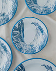 Blue Rooster Plate Set x3