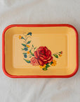 Roses Rectangular Tray with Red Border