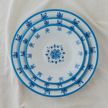 Blue Flowers Plates Set x3