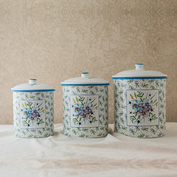 Olive and Flowers Container Jar Set x3