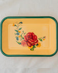 Roses Rectangular Tray With Green Border